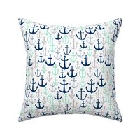 anchors // mint navy and grey anchor fabric nautical design baby kids summer print andrea lauren fabric andrea lauren design