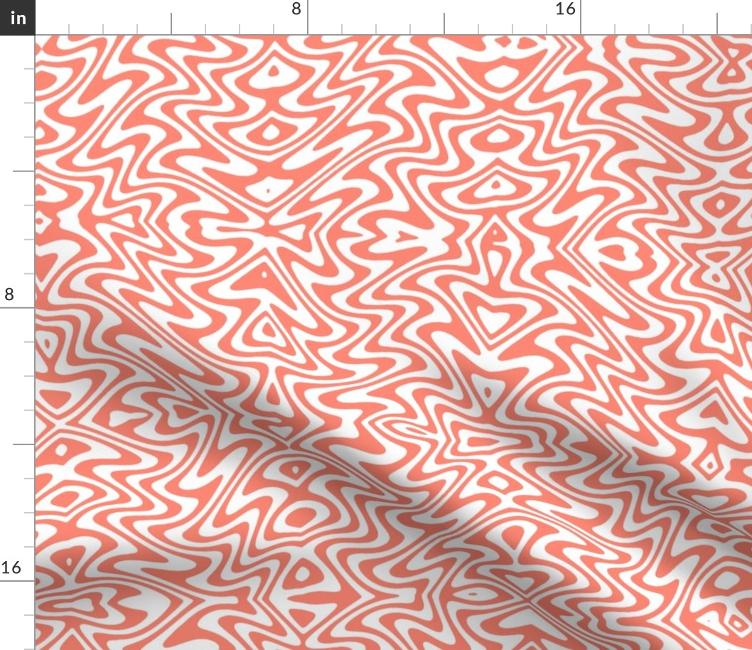 butterfly swirl in coral and white