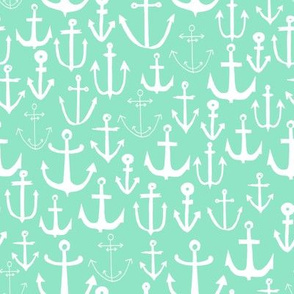 anchors // mint green anchor print fabric, nautical fabric kids nursery decor anchors fabric pattern andrea lauren fabric andrea lauren design