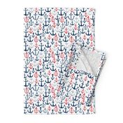 anchors // navy and red anchor fabric nautical fabric nautical pattern nautical decor andrea lauren design