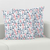 anchors // navy and red anchor fabric nautical fabric nautical pattern nautical decor andrea lauren design