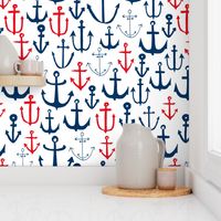 anchors // navy and red anchor fabric nautical fabric nautical pattern nautical decor andrea lauren design