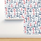 anchors // navy and red anchor fabric nautical fabric nautical pattern nautical decor andrea lauren design