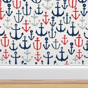 anchors // navy and red anchor fabric nautical fabric nautical pattern nautical decor andrea lauren design