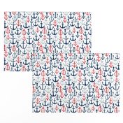 anchors // navy and red anchor fabric nautical fabric nautical pattern nautical decor andrea lauren design