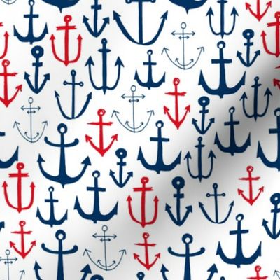 anchors // navy and red anchor fabric nautical fabric nautical pattern nautical decor andrea lauren design