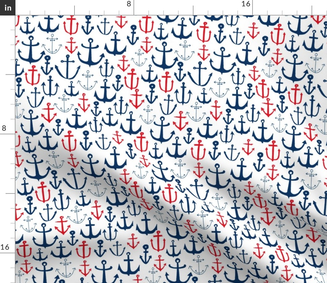 anchors // navy and red anchor fabric nautical fabric nautical pattern nautical decor andrea lauren design