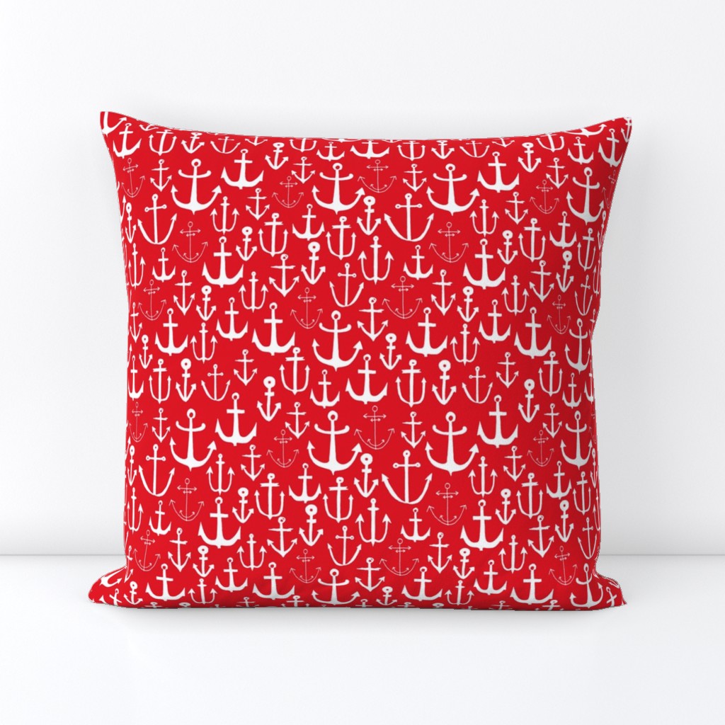 anchors // anchor red nautical fabric nautical design pattern anchors fabric nautical red summer fabric