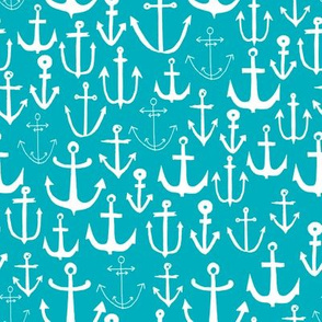 anchors // turquoise nautical fabric anchor print pattern nautical design andrea lauren fabric andrea lauren design