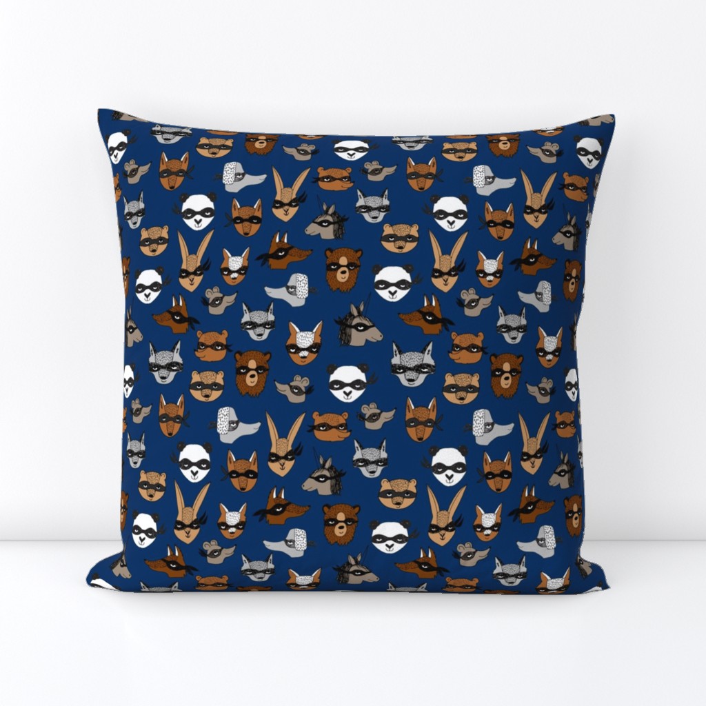 bandit animals // navy blue animal fabric cute kiddos pattern print design andrea lauren animals fabric