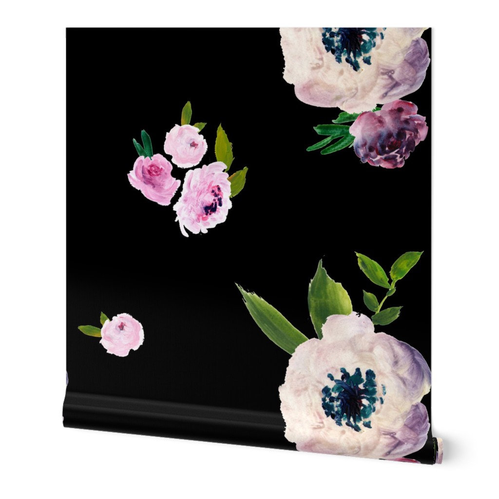 Dark Beauty Floral - Free Falling - Black