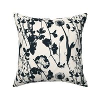Wild Floral Silhouette, Charcoal Black on Cream