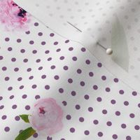 Dark Beauty - Dark Lilac Polka Dots / White  Background