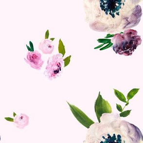 Dark Beauty Floral - Free Falling - Pink Background