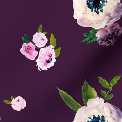 Dark Beauty Floral - Free Falling - Purple
