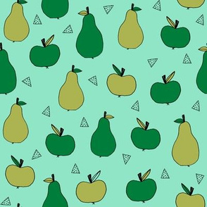 apples and pears // mint cute apples fall autumn fruits fabric mint and green apple fabric