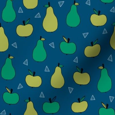 apples and pears // green apple and pears fabric cute fruit illustration orchard design andrea lauren fabric