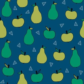 apples and pears // green apple and pears fabric cute fruit illustration orchard design andrea lauren fabric