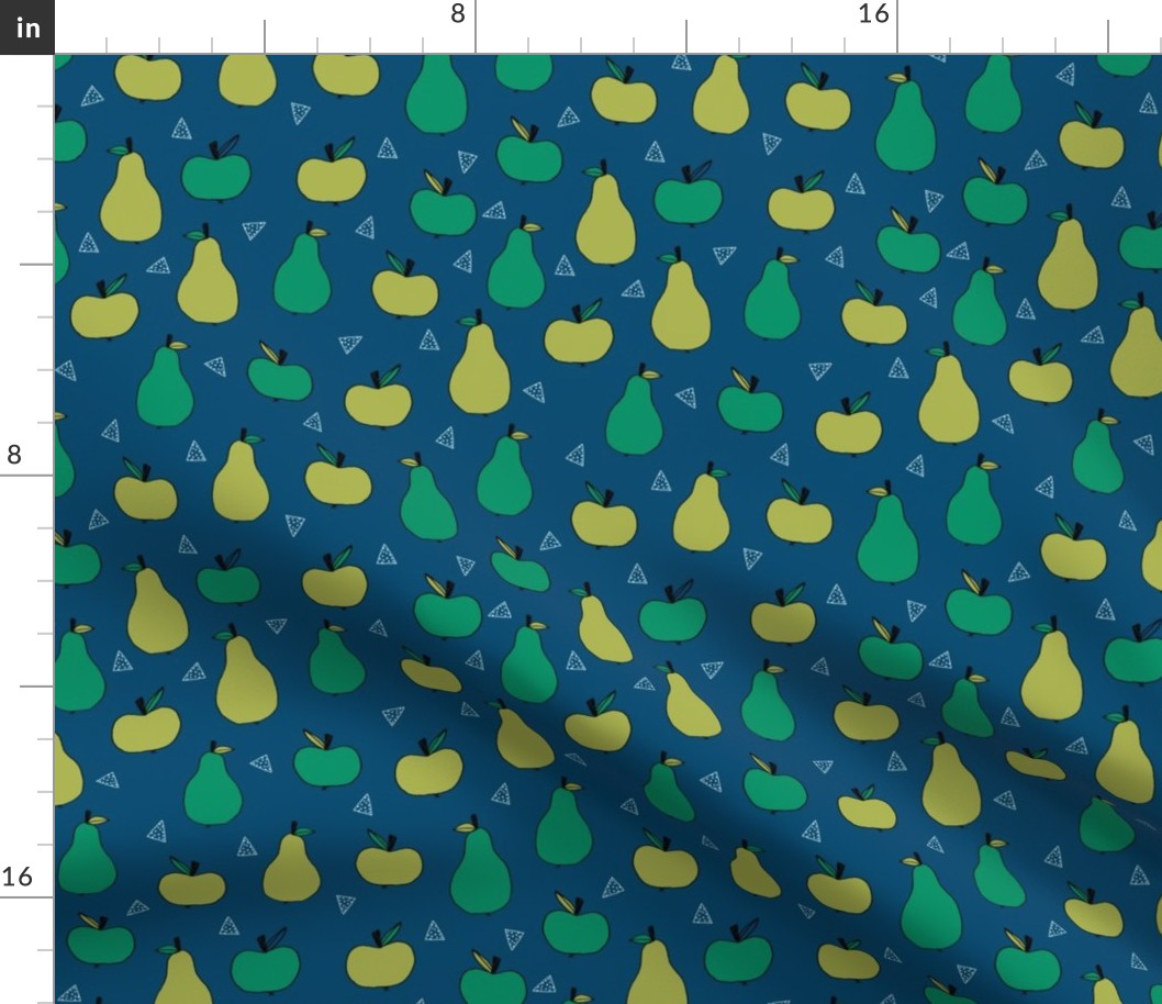 apples and pears // green apple and pears fabric cute fruit illustration orchard design andrea lauren fabric