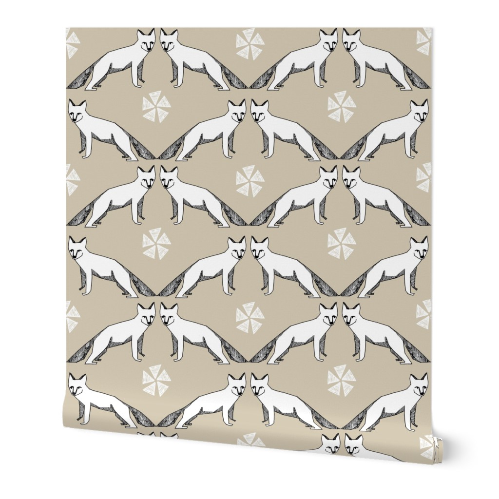 arctic fox //  khaki fox design arctic fox design andrea lauren nursery fabric 