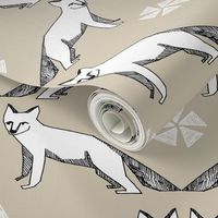 arctic fox //  khaki fox design arctic fox design andrea lauren nursery fabric 