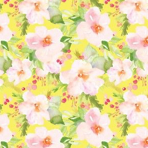 Yellow and Pink Watercolor Flowers