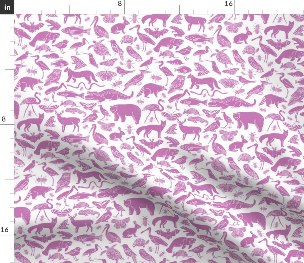 linocut animals // purple animals fabric nursery baby cute linocut animals design andrea lauren fabric baby design