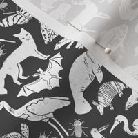 linocut animals // charcoal animals linocut nature baby nursery fabric cute charcoals fabric nursery design