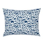 linocut animals // navy blue animals fabric zoo animals botanical design nursery baby kids fabric andrea lauren design