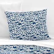 linocut animals // navy blue animals fabric zoo animals botanical design nursery baby kids fabric andrea lauren design