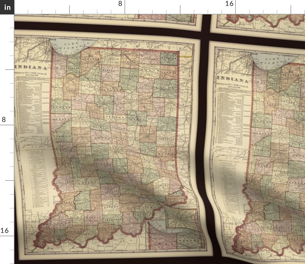 Indiana map, vintage, small