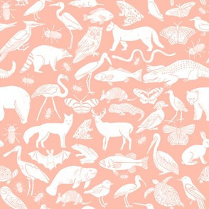 linocut animals // blush animal fabric nursery baby design zoo animals botanical block print fabric andrea lauren design