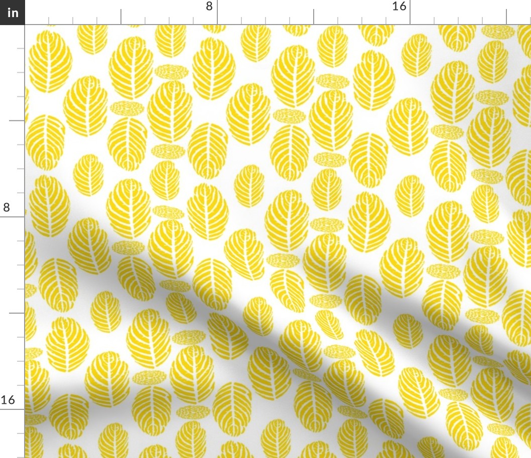 Topical Leaf Block Print Yellow