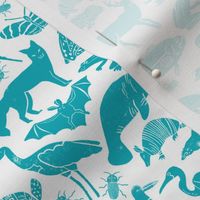 linocut animals // animal fabric teal botanical zoo design fabric andrea lauren fabrics 