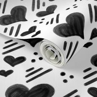 Hearts modern black and white