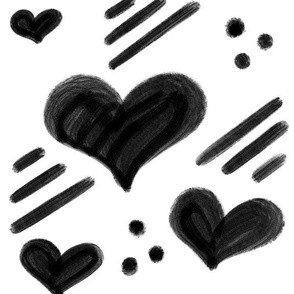 Hearts modern black and white