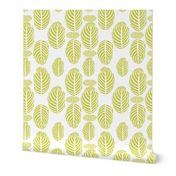 Tropical Leaves Block Print Green