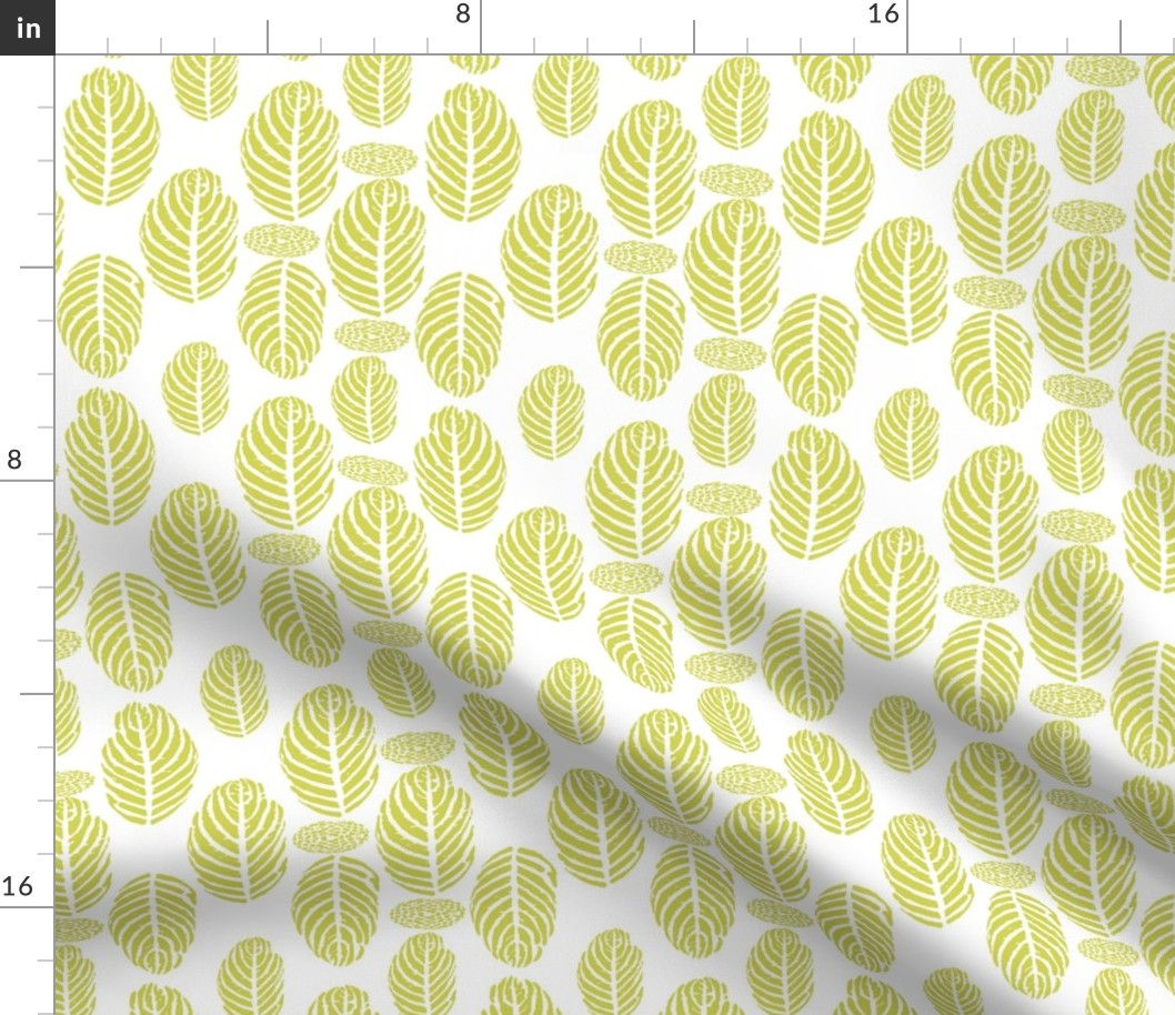 Tropical Leaves Block Print Green