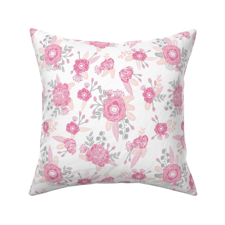 pink floral fabric cute baby nursery design