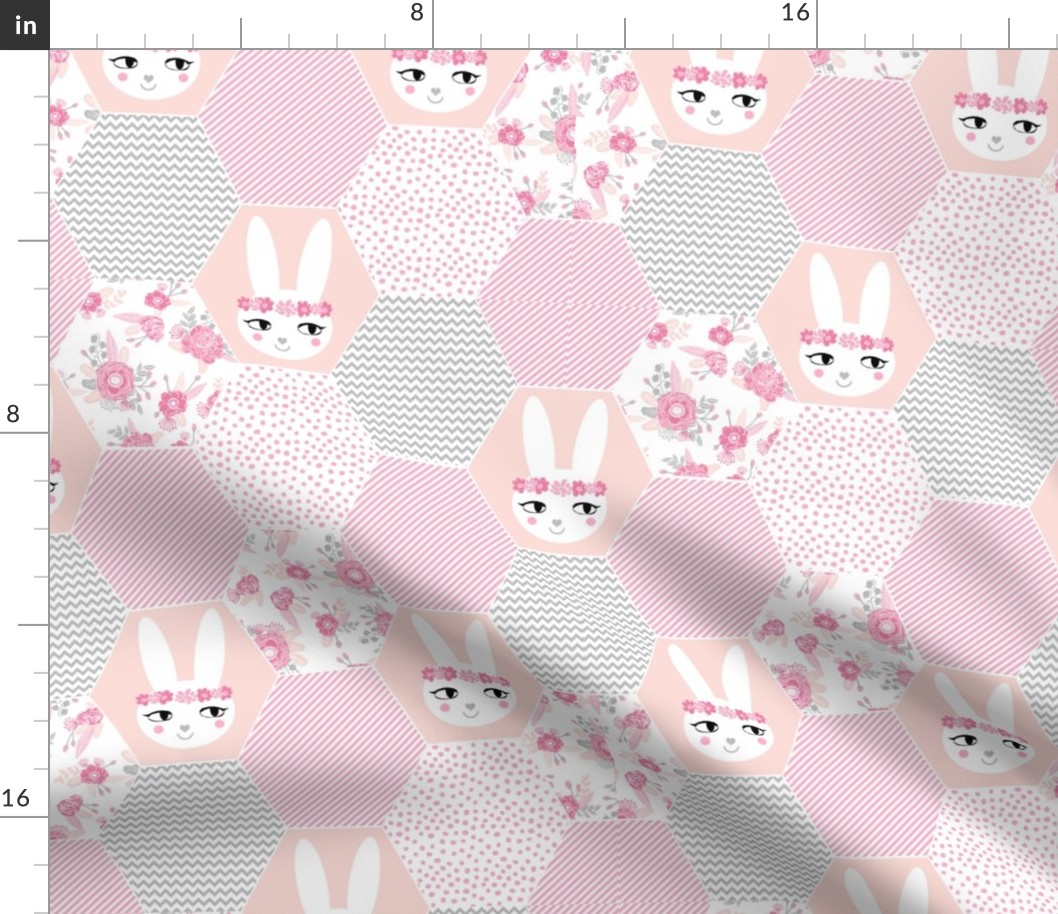 bunny cheater quilt cute bunny florals baby girl bunny floral crown 