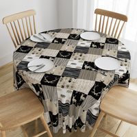 Wholecloth Quilt - Midnight Woodland - Neutrals Black, tan, brown Elk, Arrows, Wood