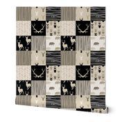 Wholecloth Quilt - Midnight Woodland - deer, antlers, baby boy quilt