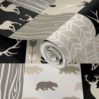 Wholecloth Quilt - Midnight Woodland - deer, antlers, baby boy quilt