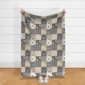 Wholecloth Quilt - Rustic Midnight Woodland Deer- 