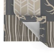 Wholecloth Quilt - Rustic Midnight Woodland Deer- 