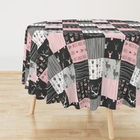 WholeCloth Quilt- pink, black ,grey antler, arrows Woodgrain patchwork .