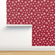 snowflakes on dark red holiday fabric