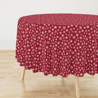 snowflakes on dark red holiday fabric