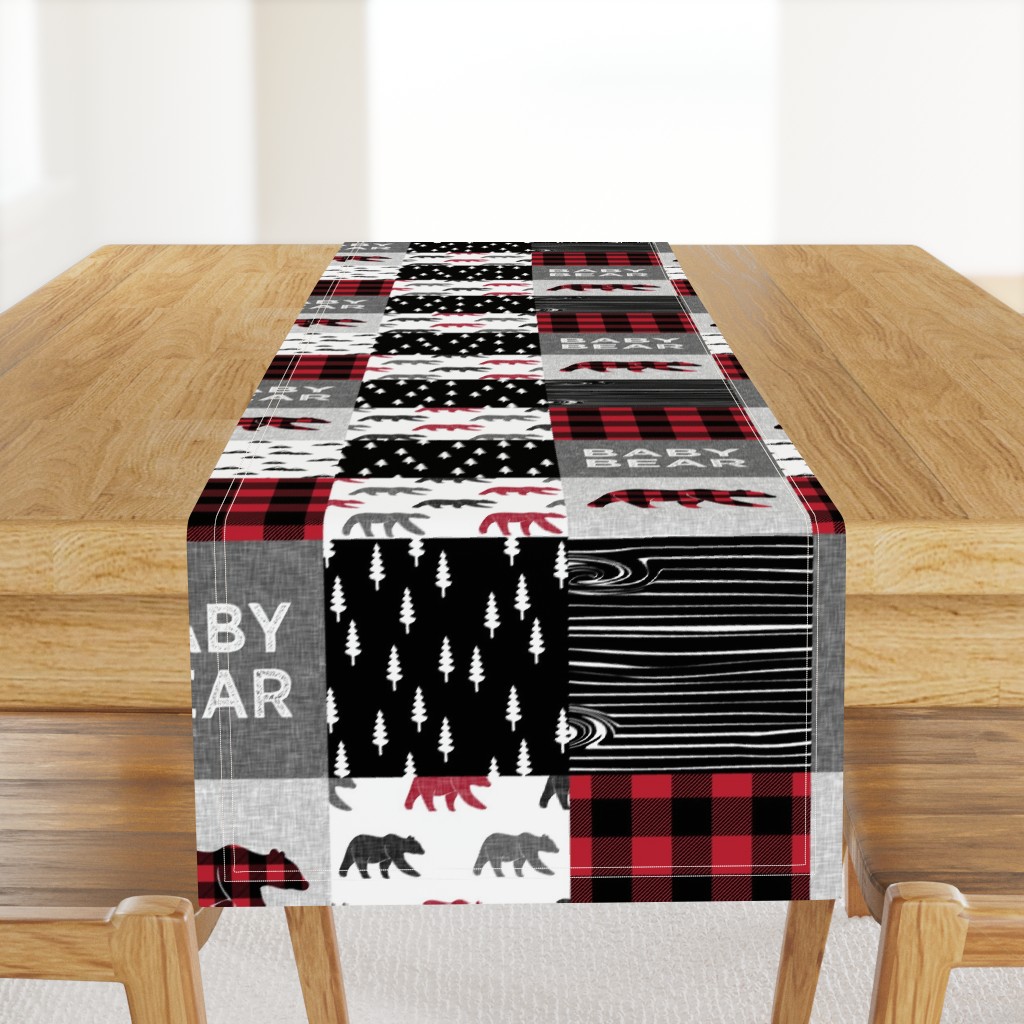 baby bear patchwork quilt top || buffalo plaid