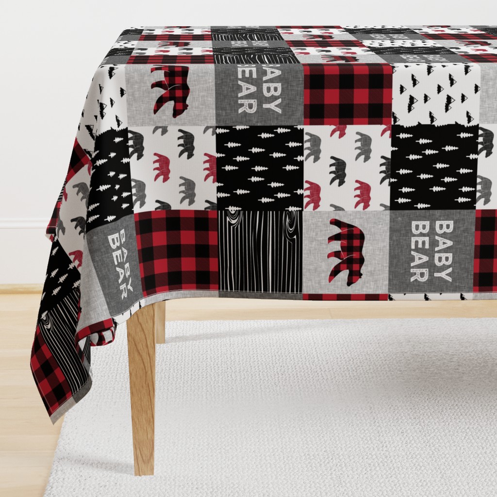 baby bear patchwork quilt top || buffalo plaid